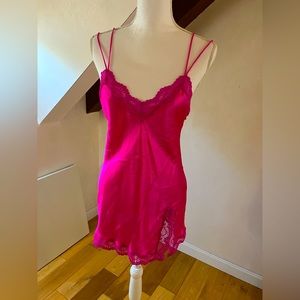 💕SOLD💕Hot Pink Satin Chemise/Slip